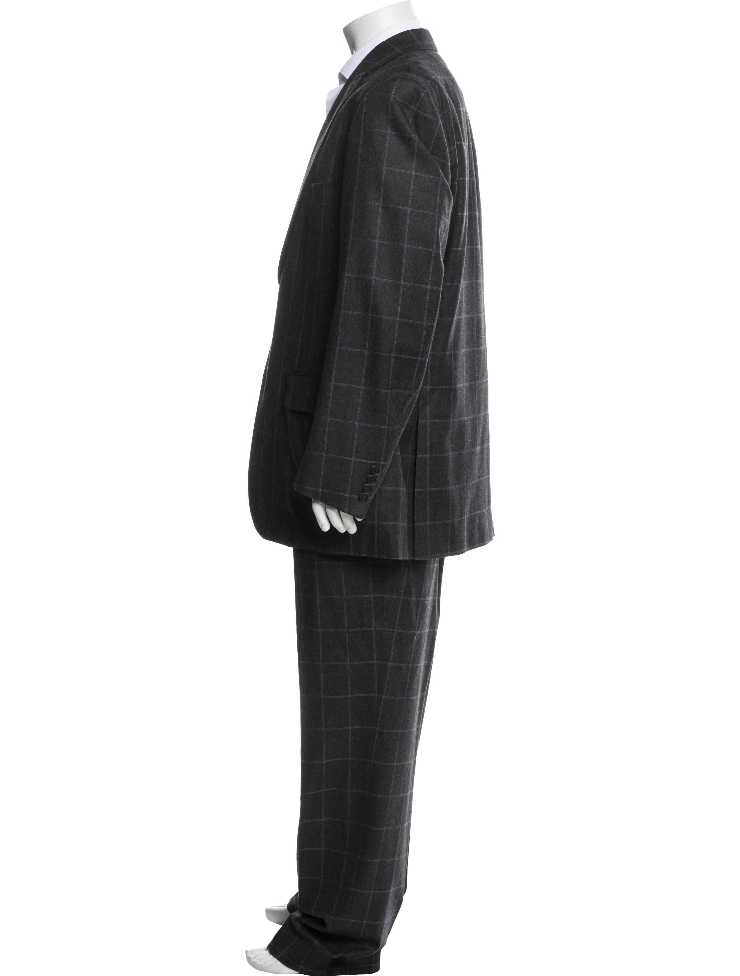 Isaia Wool Plaid Print Two-Piece Suit