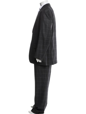 Isaia Wool Plaid Print Two-Piece Suit