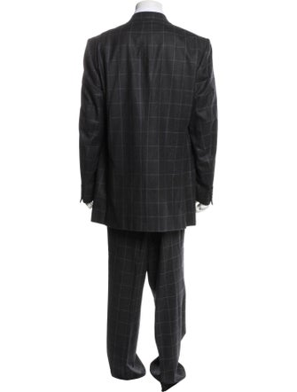 Isaia Wool Plaid Print Two-Piece Suit