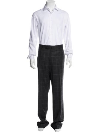 Isaia Wool Plaid Print Two-Piece Suit