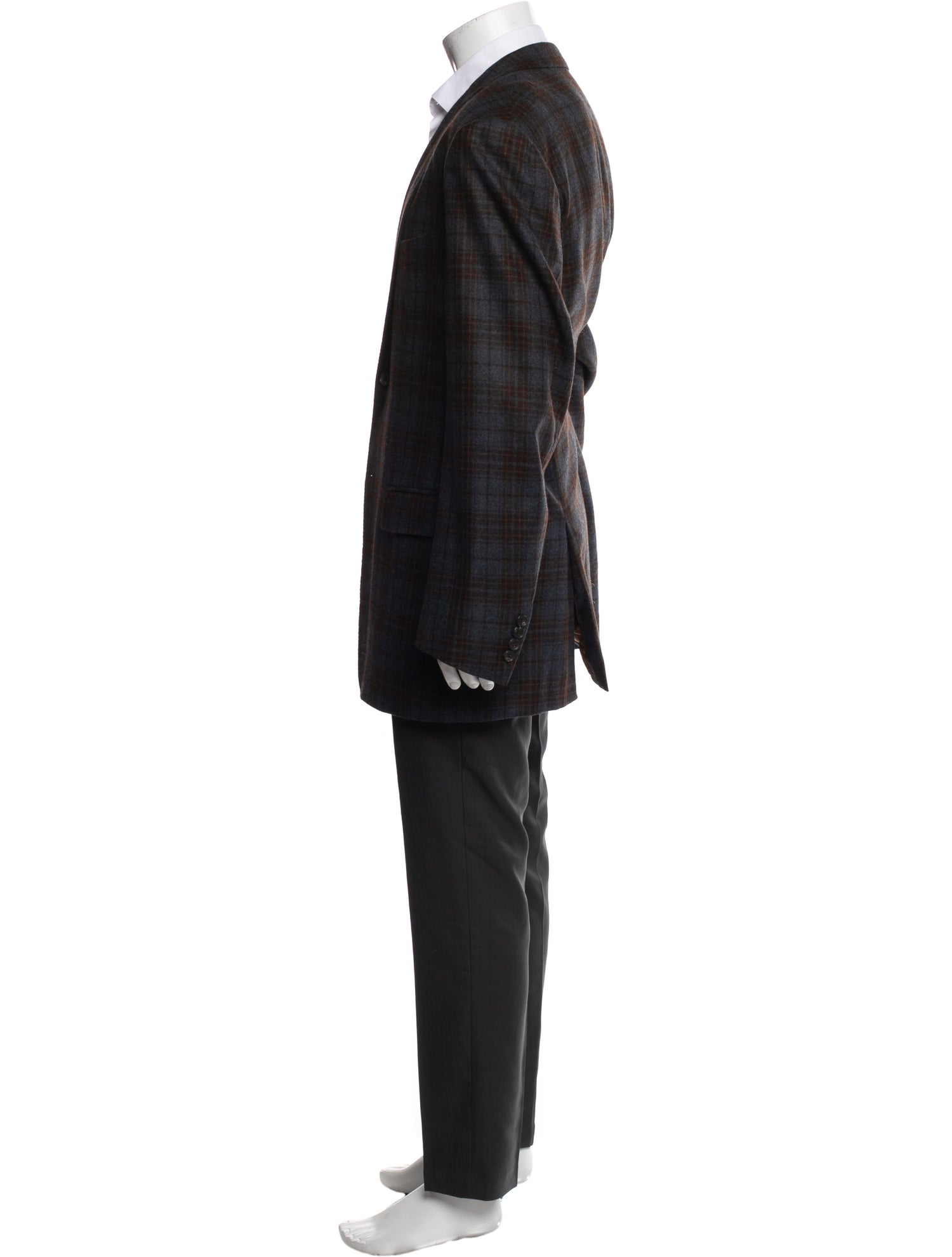 Isaia Wool Plaid Print Blazer