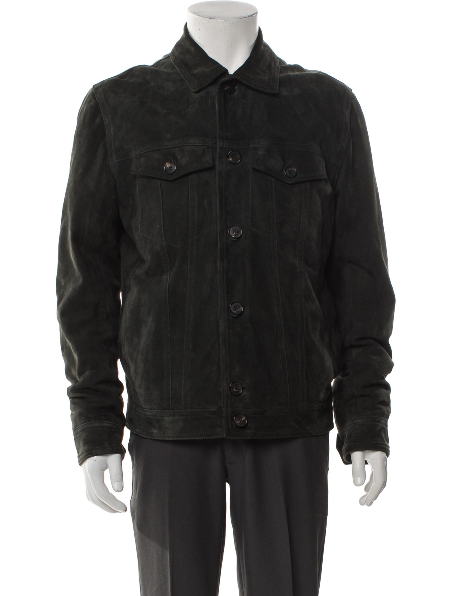 Isaia Leather Trucker Jacket