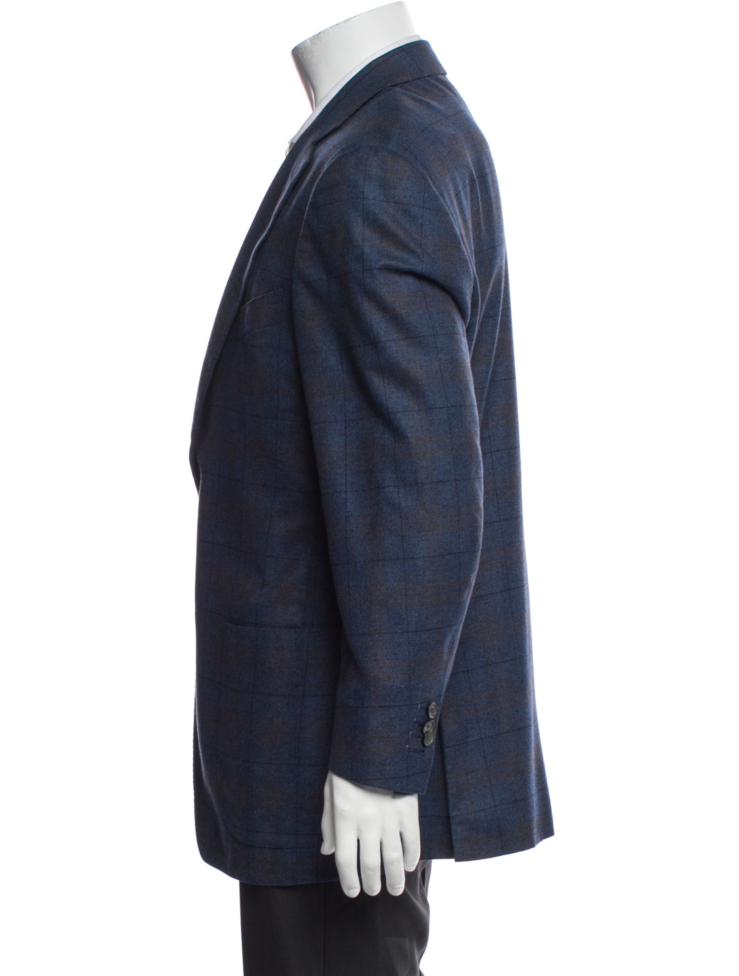 Isaia Silk Plaid Print Blazer