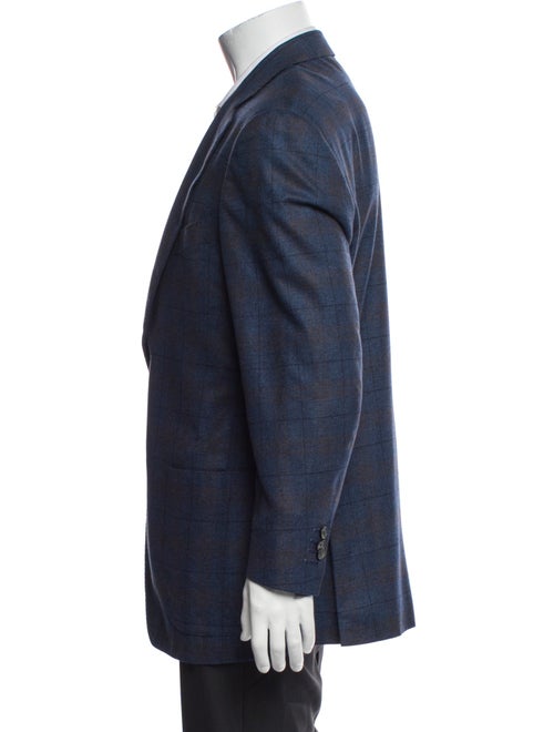 Isaia Silk Plaid Print Blazer