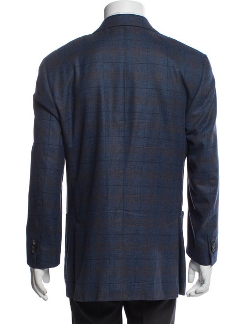 Isaia Silk Plaid Print Blazer