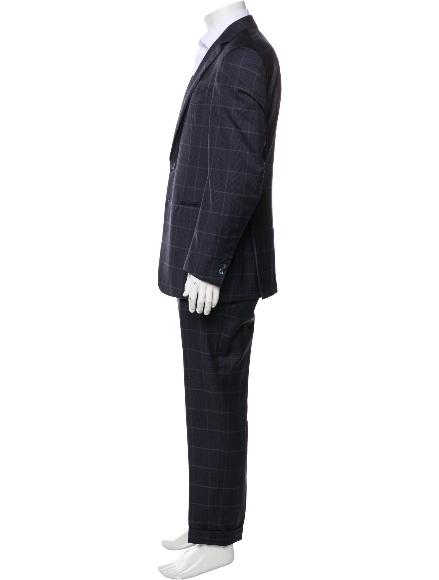 Isaia Wool Plaid Print Two-Piece Blazer