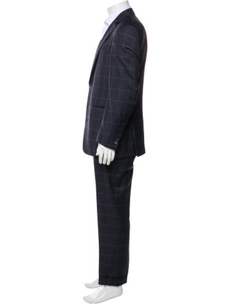 Isaia Wool Plaid Print Two-Piece Blazer