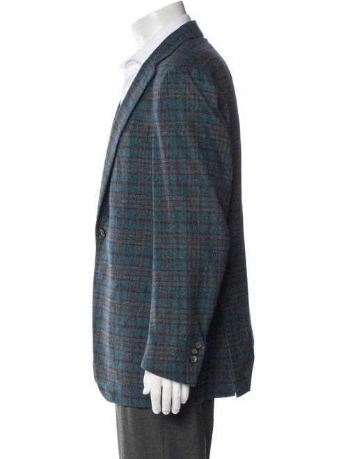 Isaia Wool Plaid Print Blazer