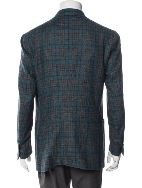 Isaia Wool Plaid Print Blazer