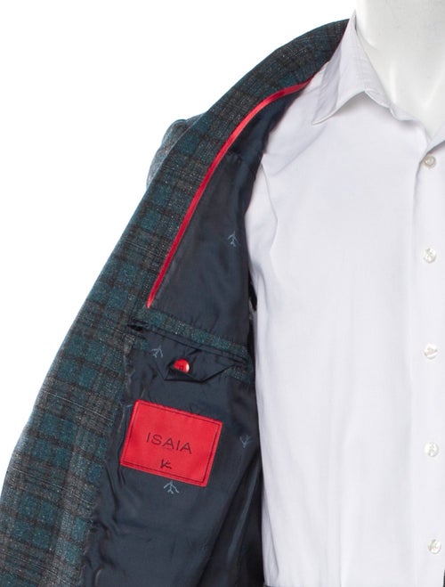 Isaia Wool Plaid Print Blazer