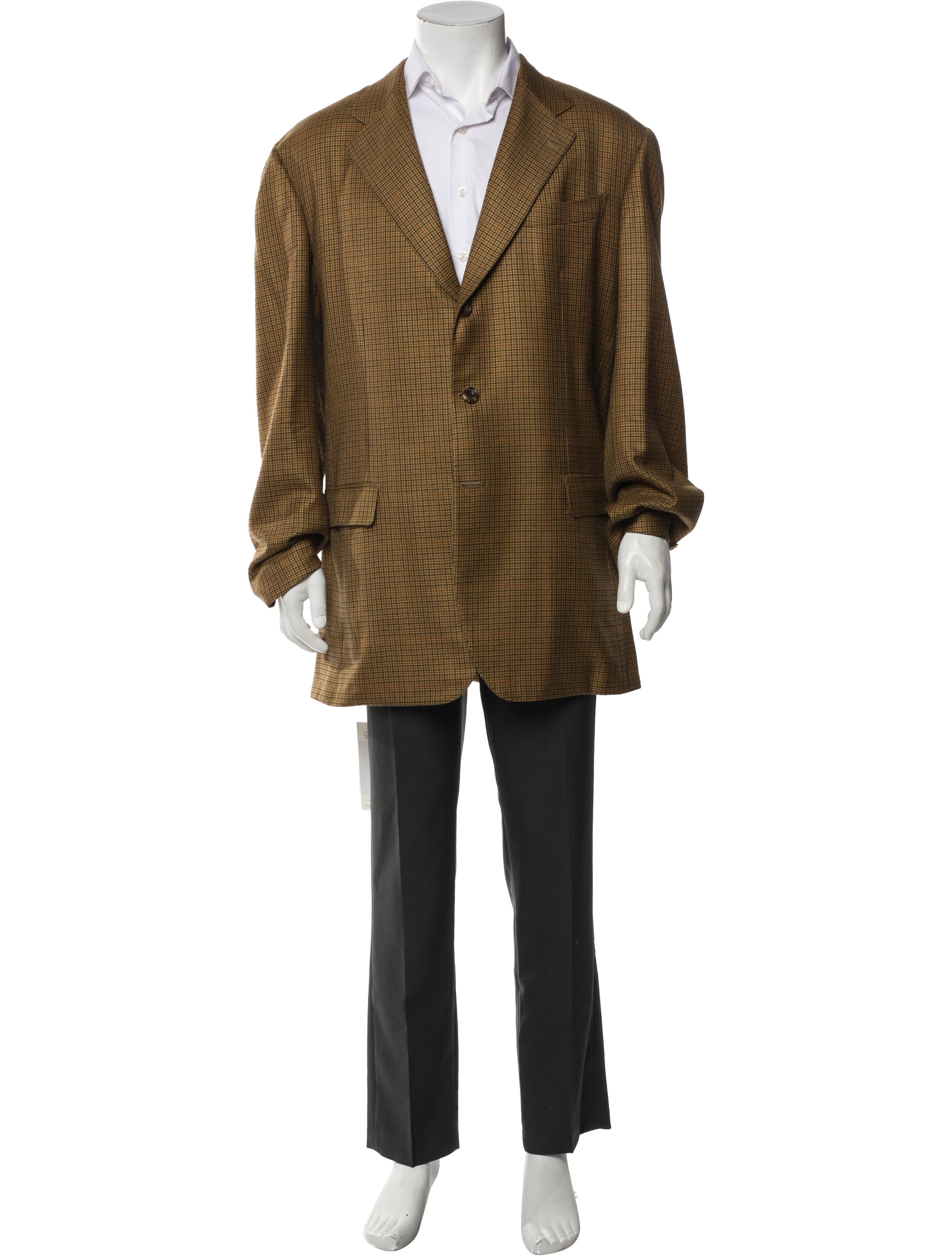 Isaia Cashmere Houndstooth Print Overcoat