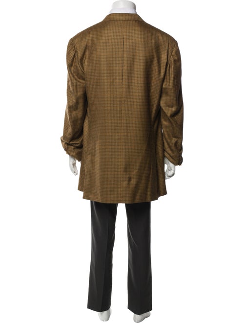 Isaia Cashmere Houndstooth Print Overcoat