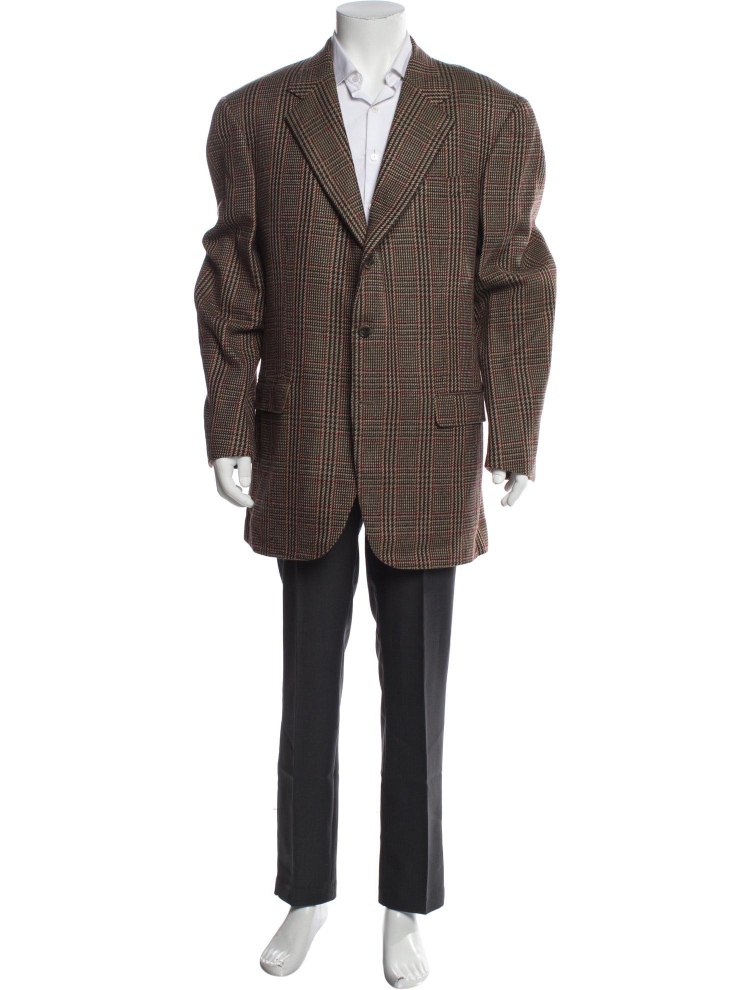 Isaia Cashmere Plaid Print Overcoat