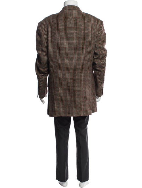 Isaia Cashmere Plaid Print Overcoat