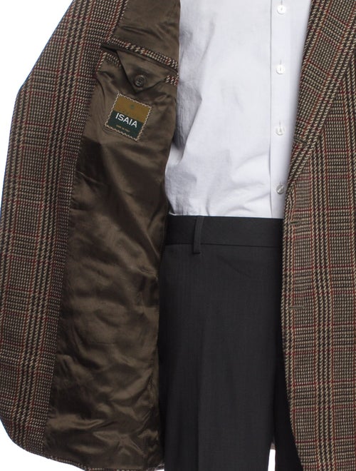 Isaia Cashmere Plaid Print Overcoat