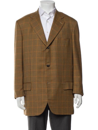Isaia Cashmere Plaid Print Overcoat