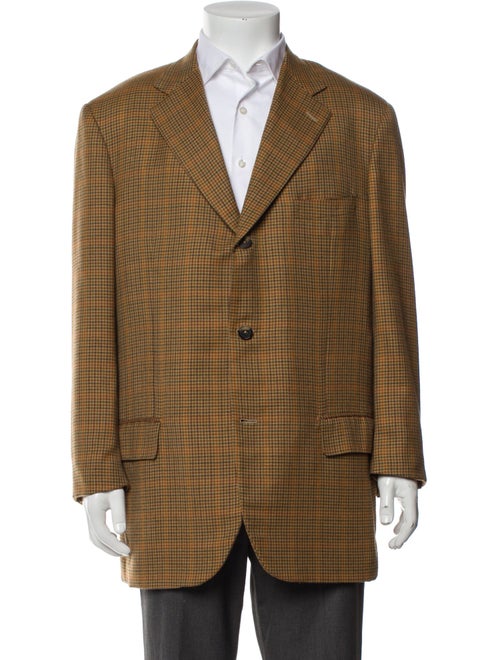 Isaia Cashmere Plaid Print Overcoat