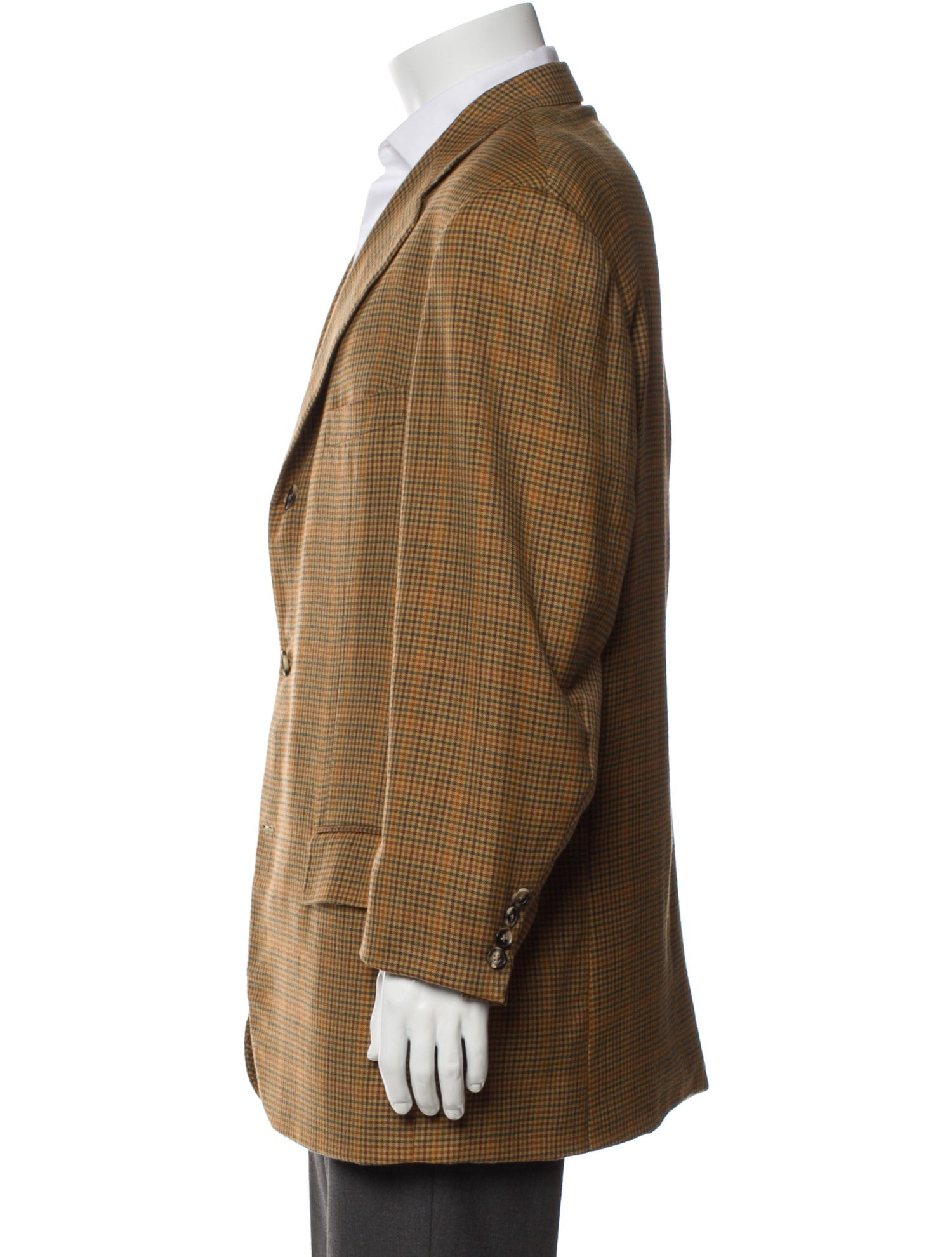 Isaia Cashmere Plaid Print Overcoat