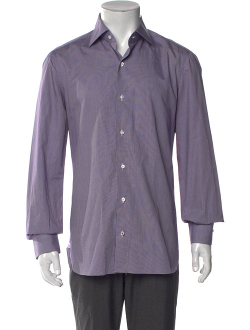 Isaia Plaid Print Long Sleeve Dress Shirt