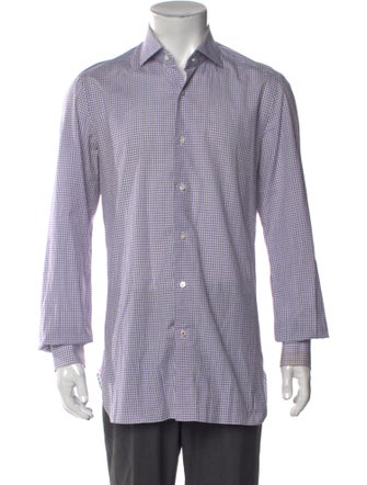 Isaia Plaid Print Long Sleeve Dress Shirt