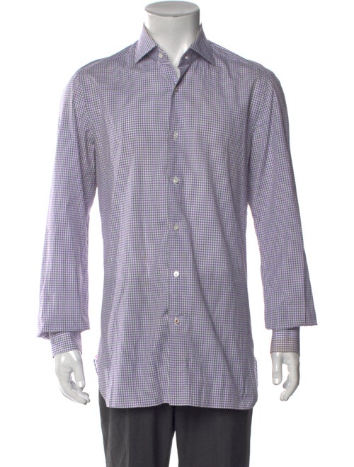 Isaia Plaid Print Long Sleeve Dress Shirt