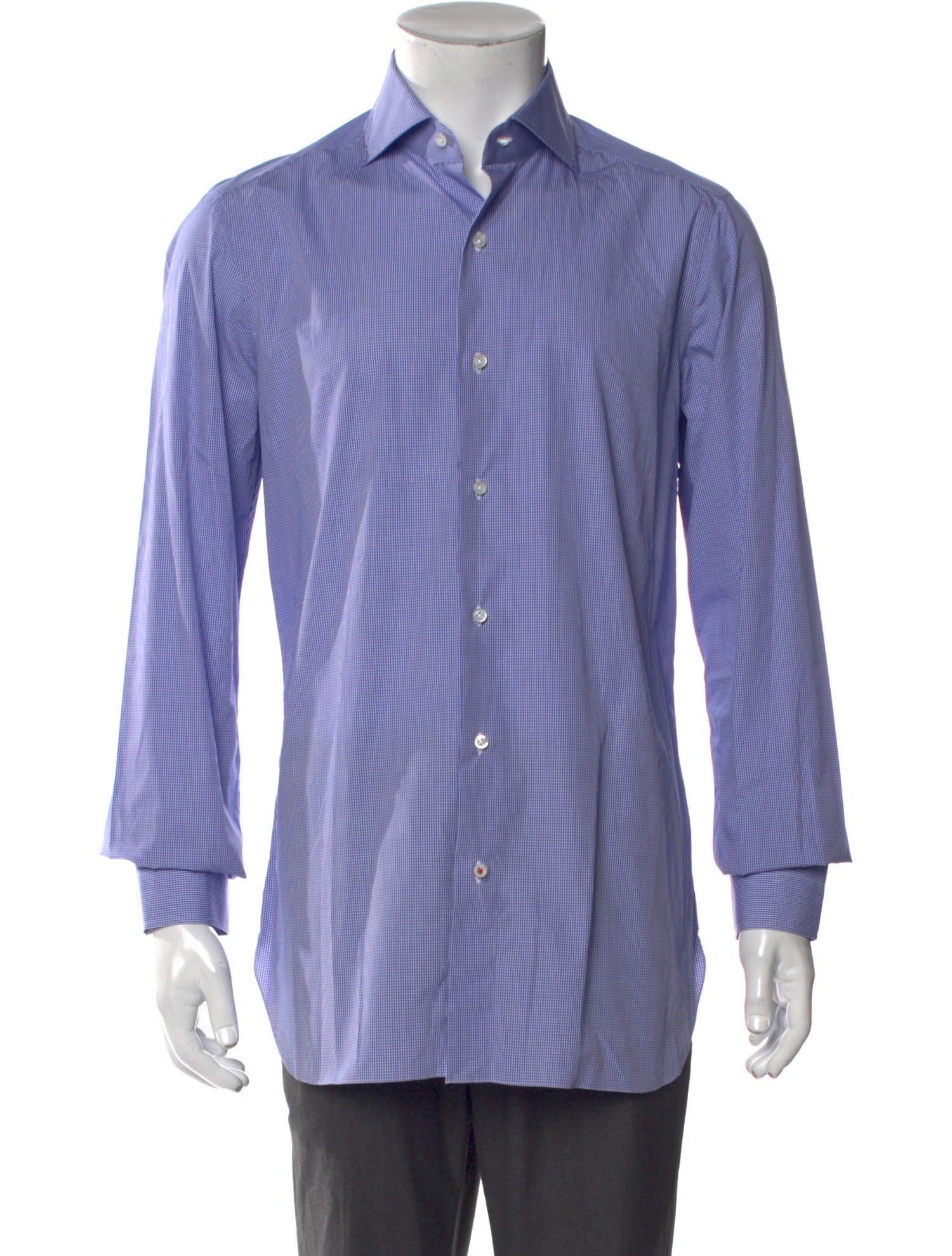 Isaia Plaid Print Long Sleeve Dress Shirt