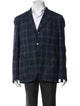 Isaia Wool Plaid Print Peacoat