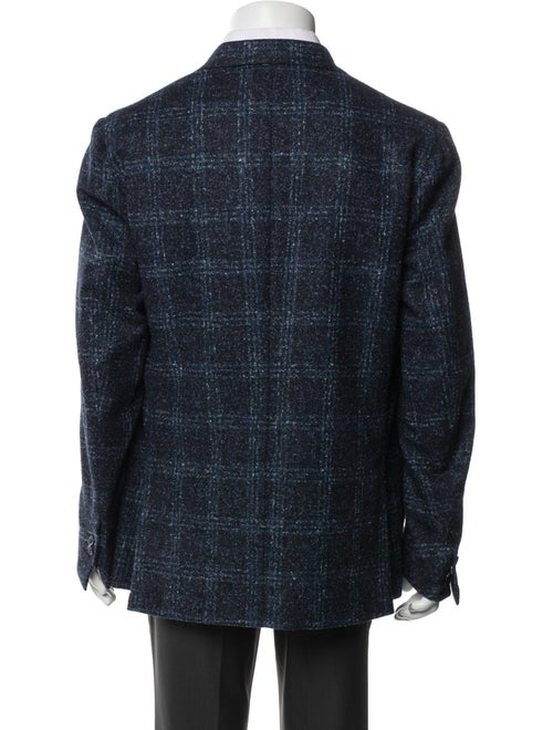 Isaia Wool Plaid Print Peacoat