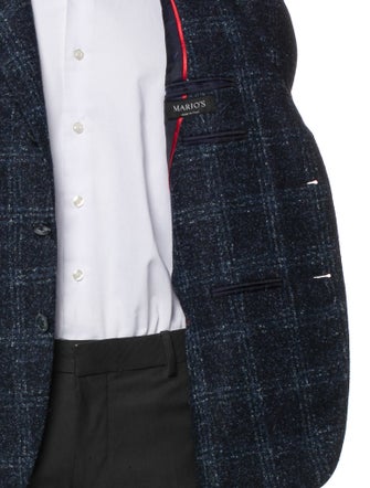 Isaia Wool Plaid Print Peacoat