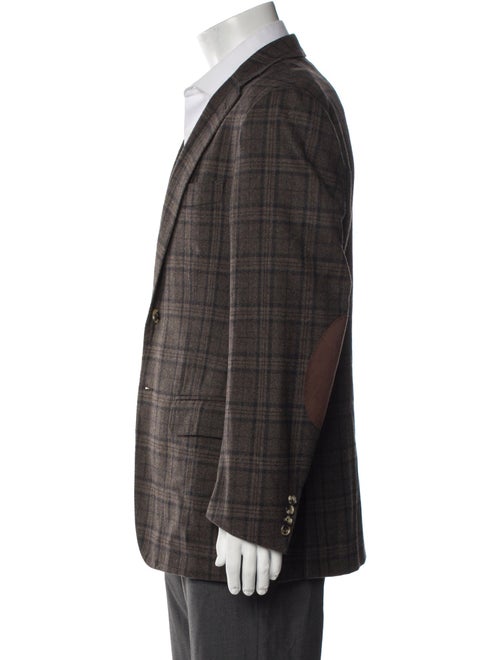 Isaia Wool Plaid Print Peacoat
