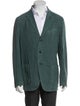 Isaia Linen Plaid Print Blazer