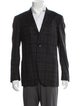 Isaia Wool Plaid Print Blazer
