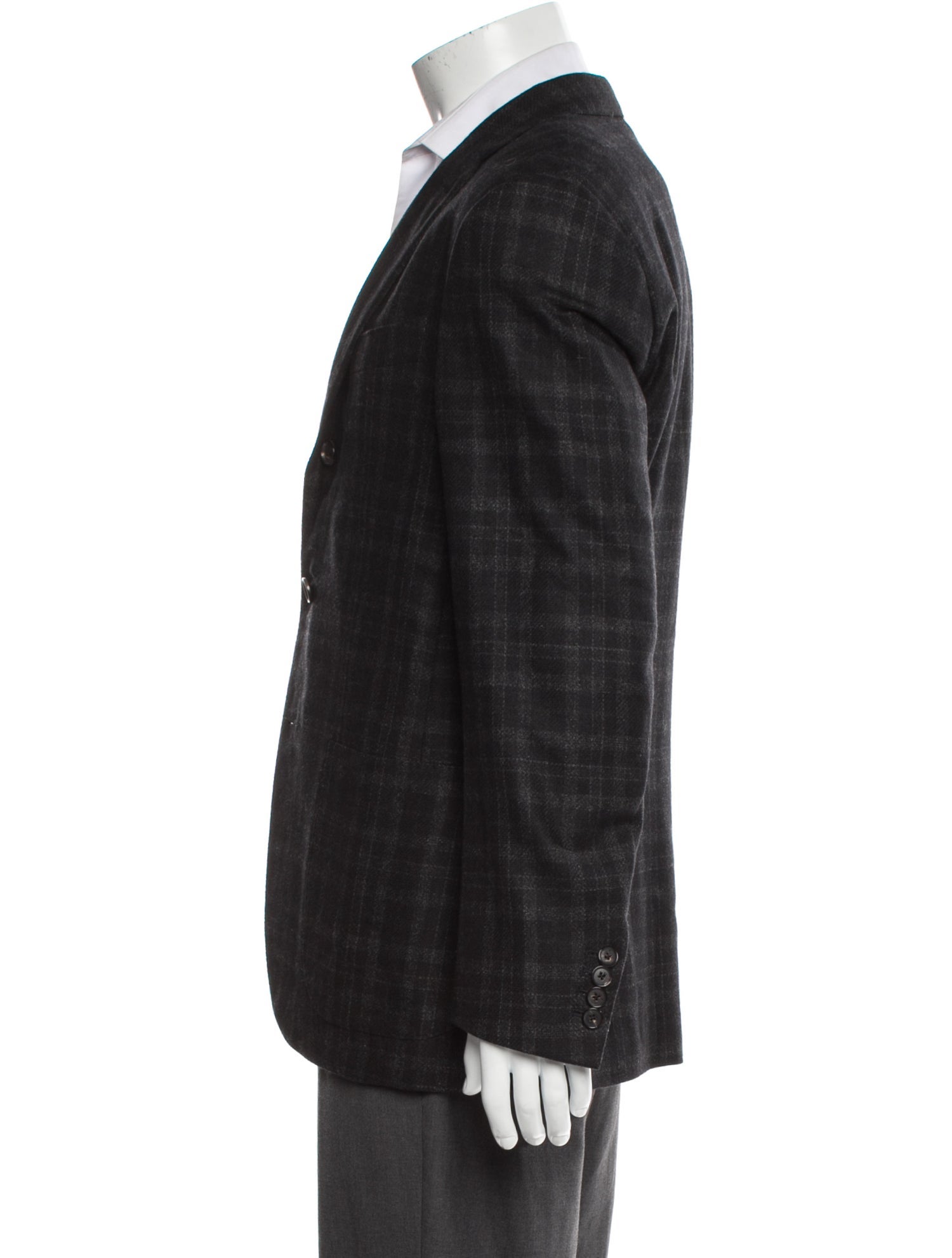 Isaia Wool Plaid Print Blazer