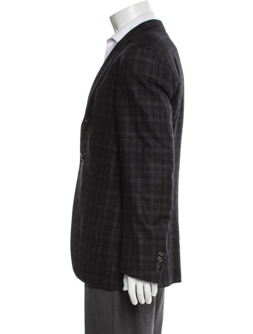 Isaia Wool Plaid Print Blazer