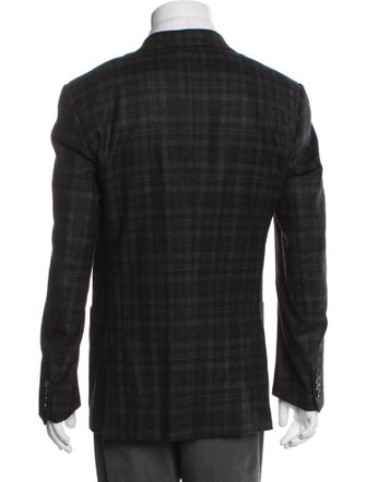 Isaia Wool Plaid Print Blazer