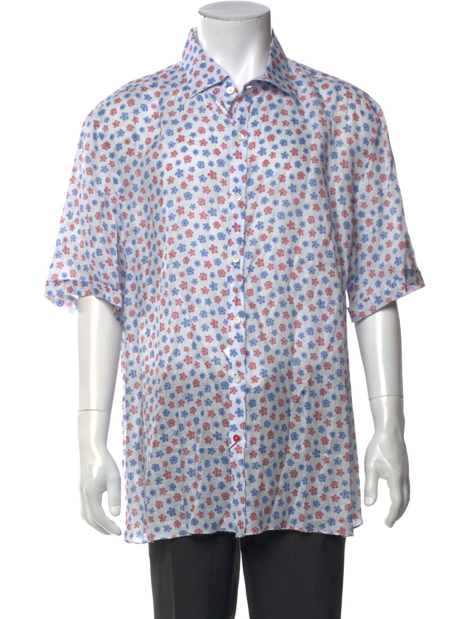 Isaia Linen Printed Shirt w/ Tags