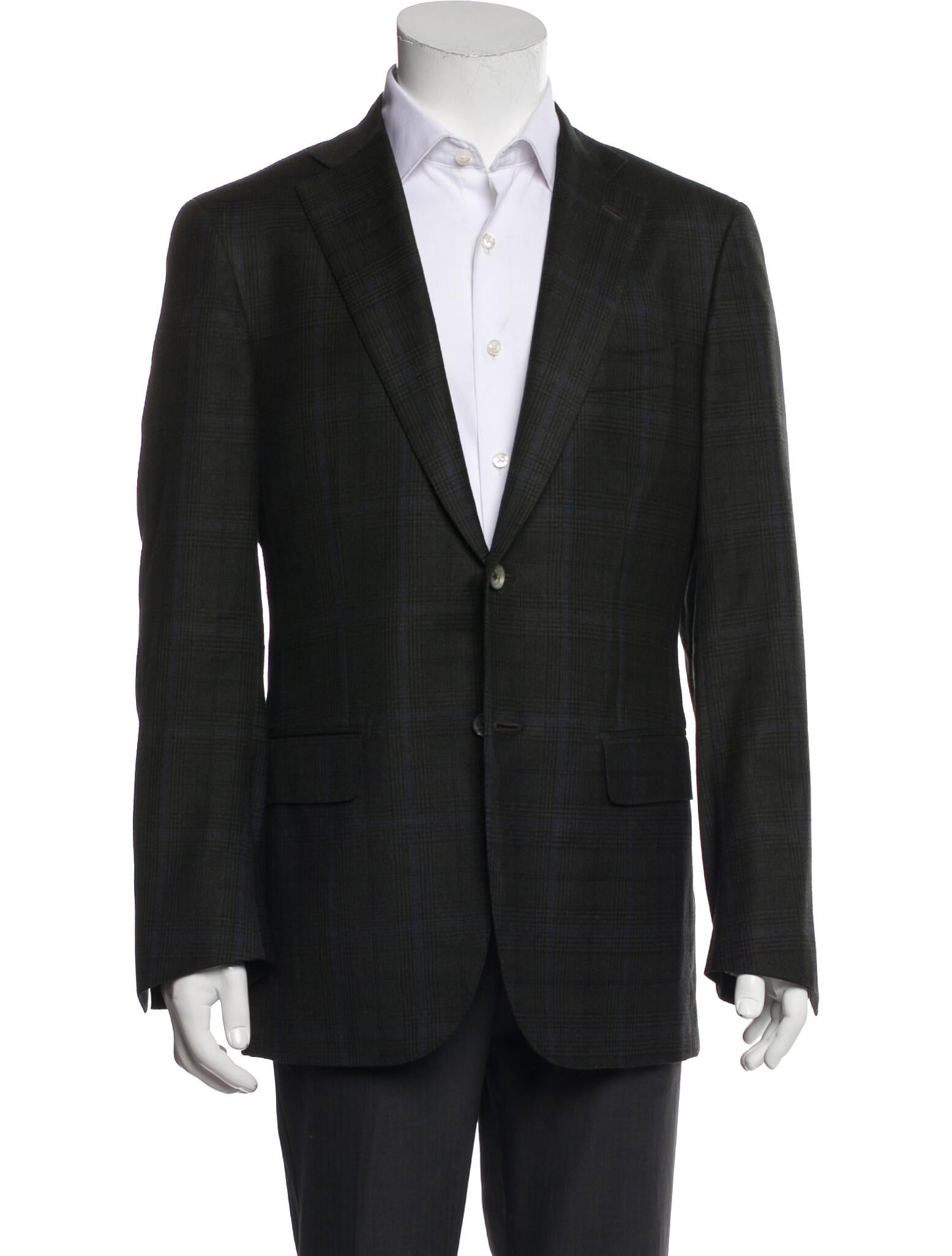 Isaia Wool Plaid Print Blazer