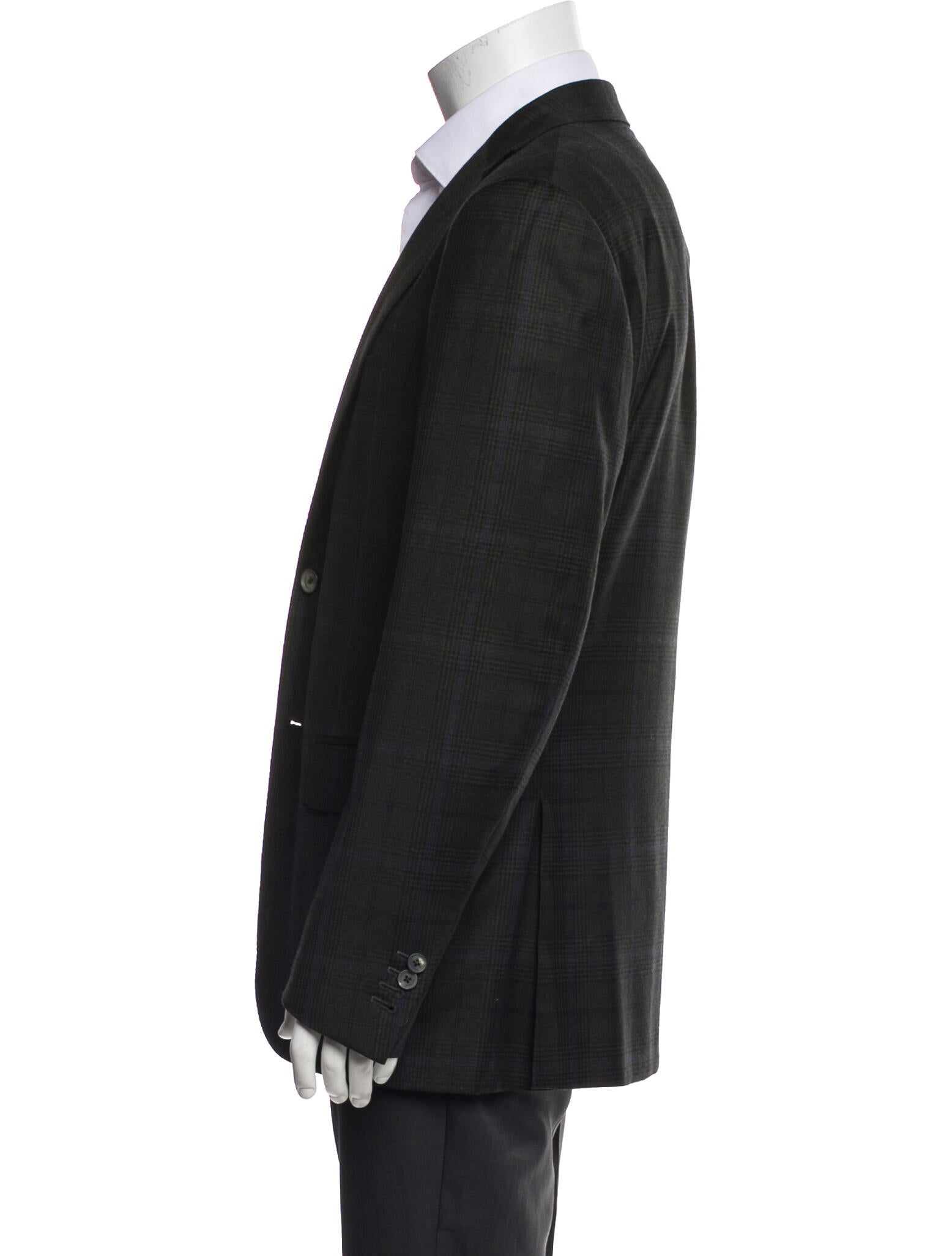 Isaia Wool Plaid Print Blazer