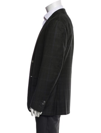 Isaia Wool Plaid Print Blazer