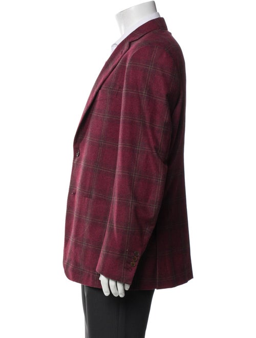 Isaia Wool Plaid Print Peacoat