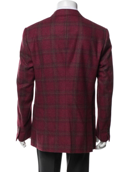 Isaia Wool Plaid Print Peacoat
