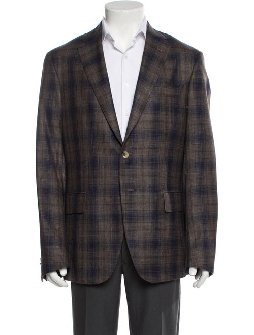 Isaia Wool Plaid Print Blazer