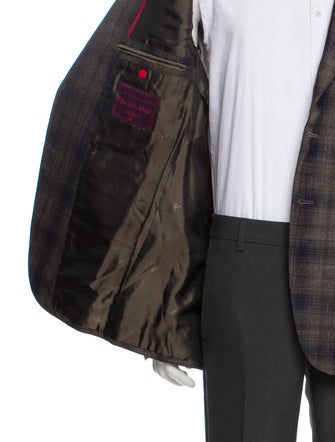 Isaia Wool Plaid Print Blazer