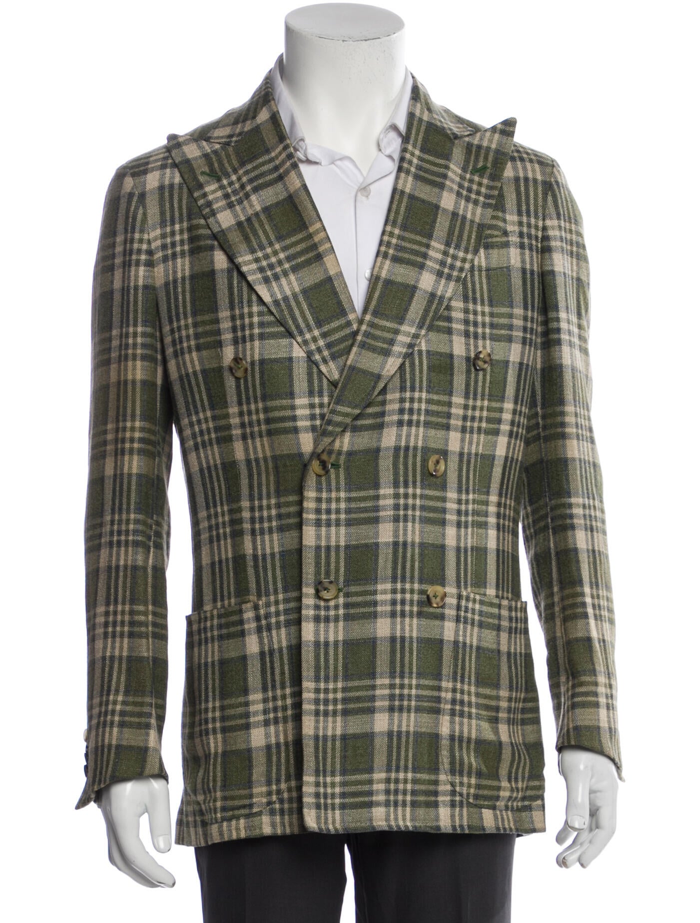 Isaia Green Patterned Blazer