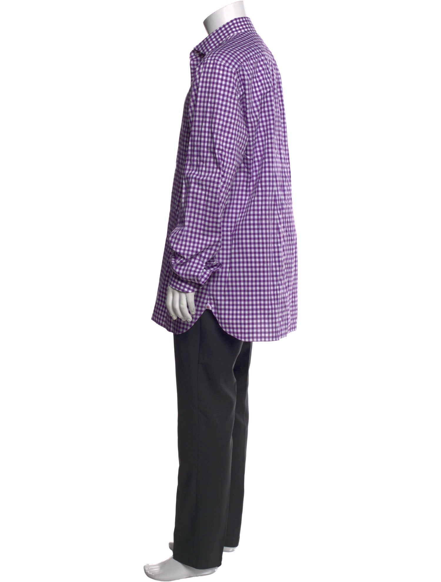 Isaia Plaid Print Long Sleeve Dress Shirt