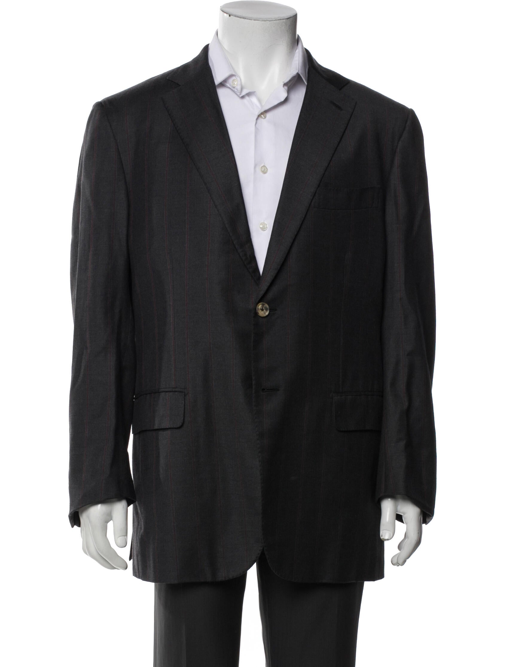 Isaia Wool Embroidered Accent Blazer