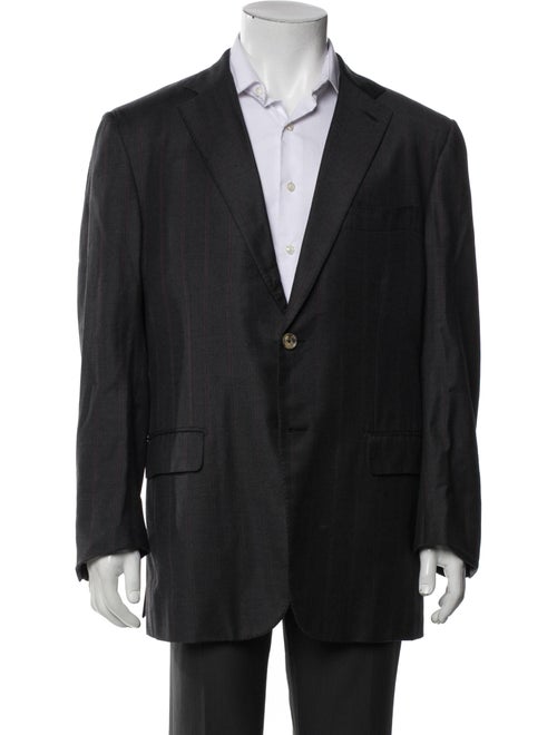 Isaia Wool Embroidered Accent Blazer