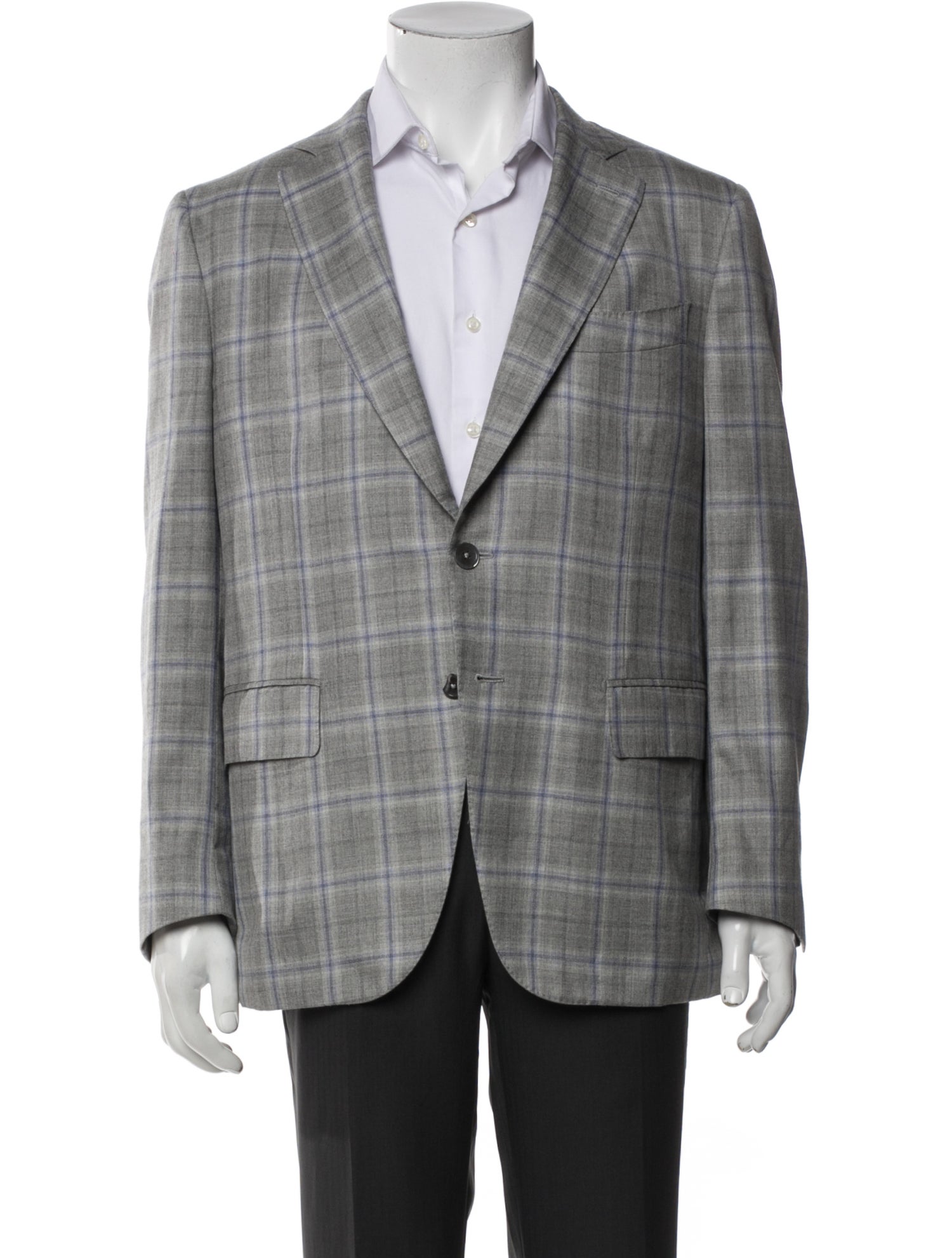Isaia Cashmere Plaid Print Blazer