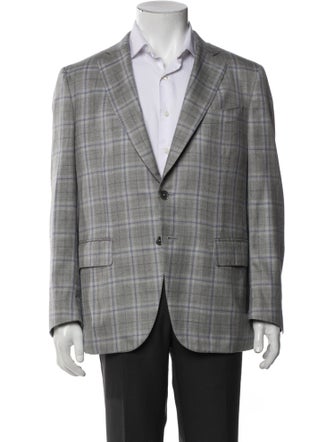 Isaia Cashmere Plaid Print Blazer