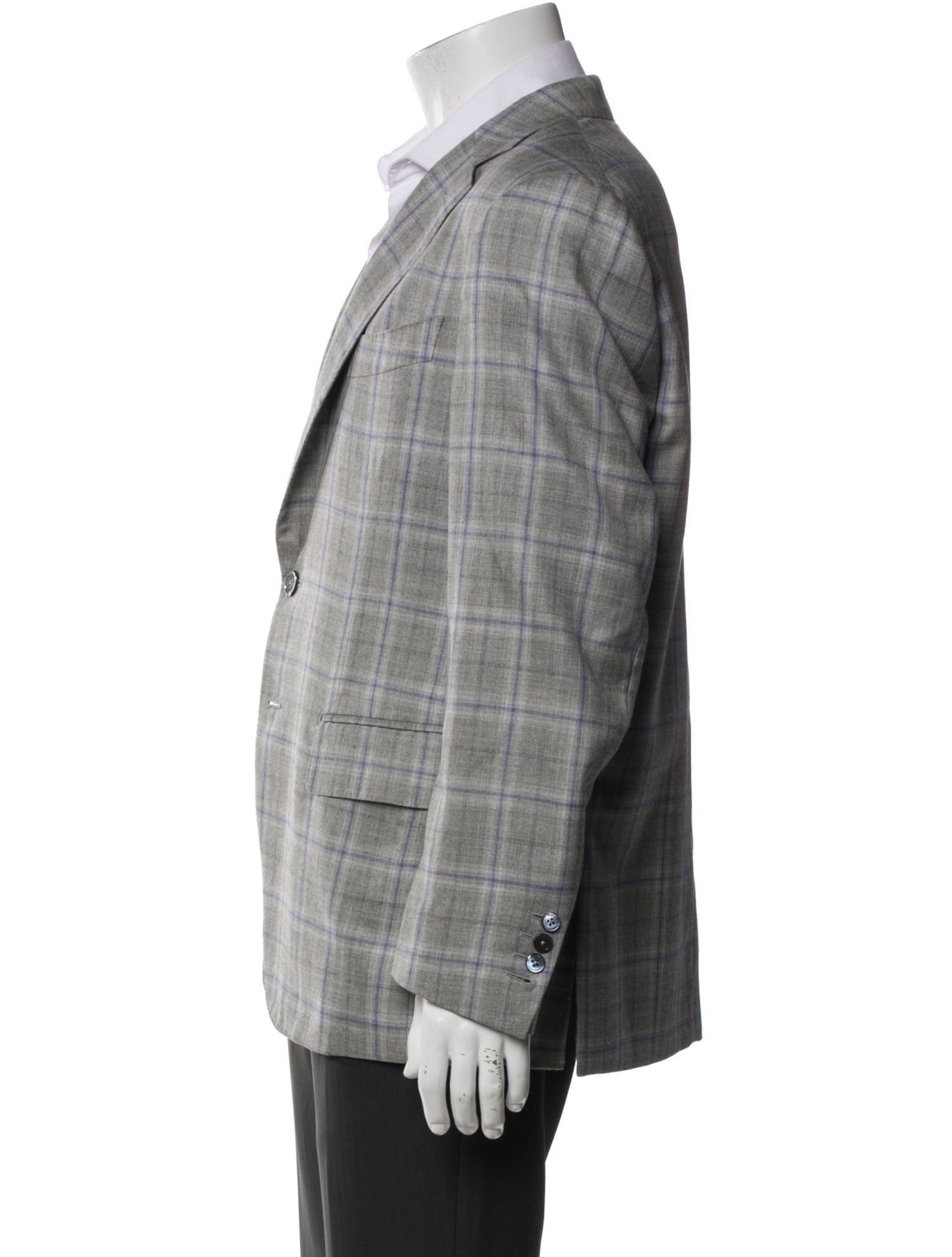 Isaia Cashmere Plaid Print Blazer